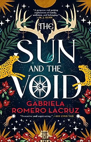 The cover of The Sun & The Void by Gabriela Romero La Cruz. It is a vibrant cover with antlers, flowers, stars, and leaves